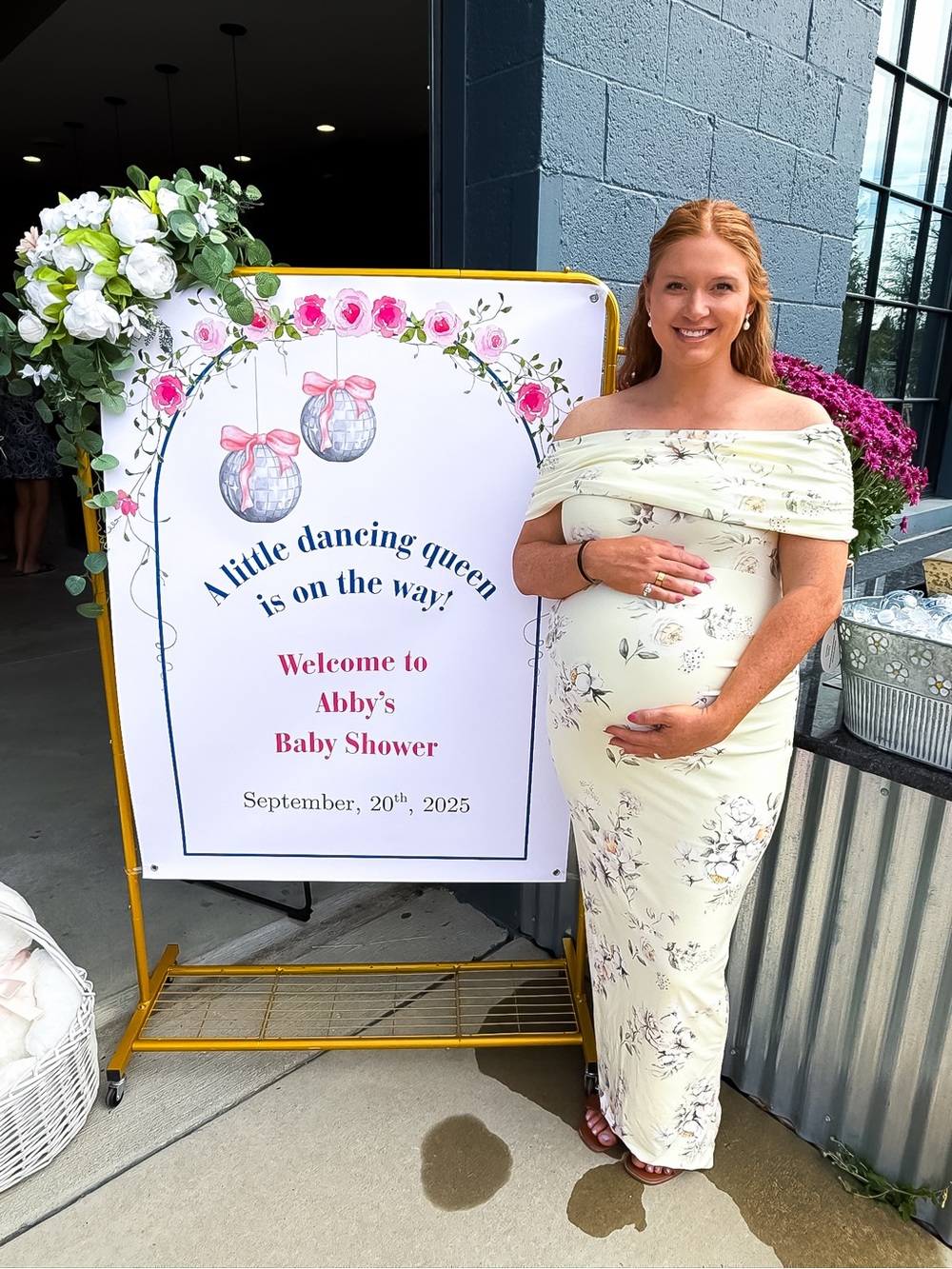 Club L London Cream Floral Off-Shoulder Maxi Dress